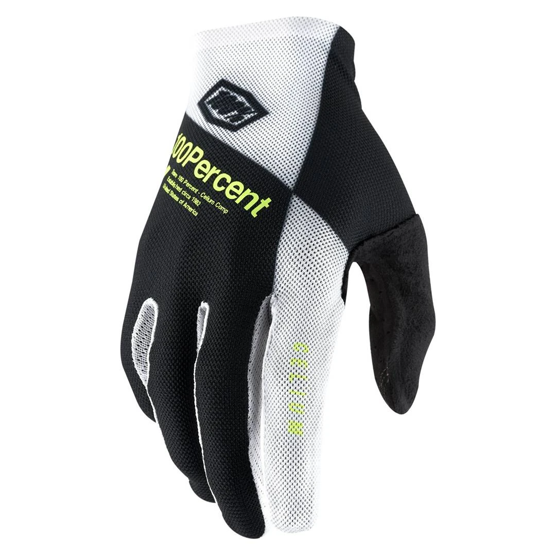 100% Celium Black White Fluo Yellow Motocross Gloves 5 100% Celium Black White Fluo Yellow Motocross Gloves - Image 3