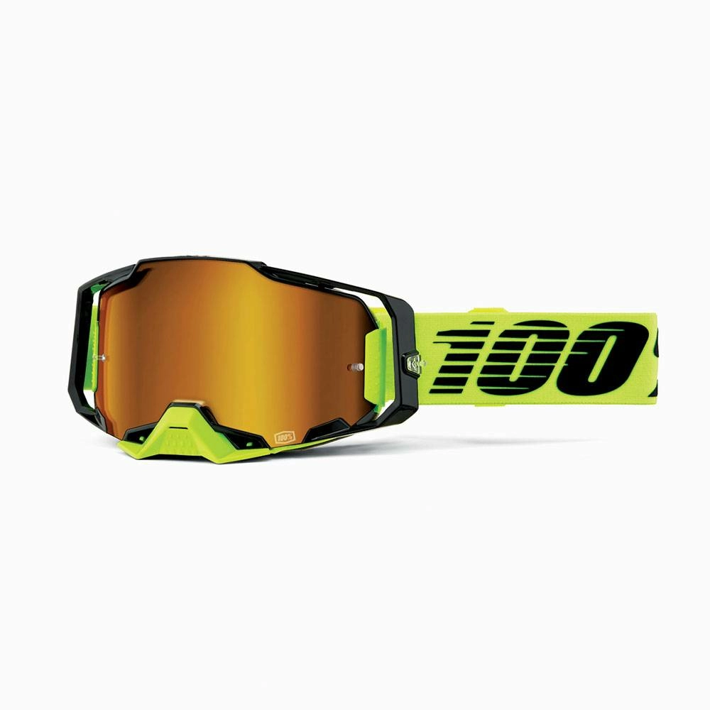 100% Armega Neon Yellow Gold Mirror Lens Goggles 3 100% Armega Neon Yellow Gold Mirror Lens Goggles