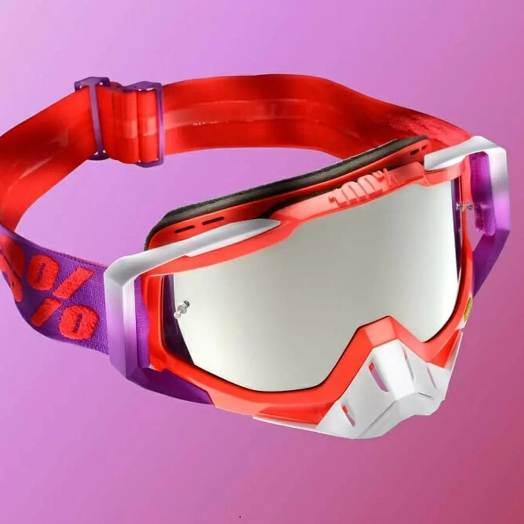 100% Racecraft Goggles Watermelon / Silver Mirror Lens 4 100% Racecraft Goggles Watermelon / Silver Mirror Lens - Image 2