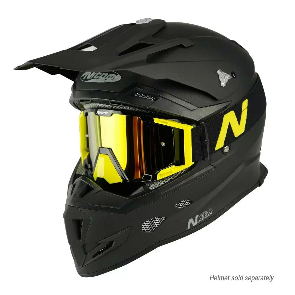 Nitro NV-100 Neon Yellow Gold Mirror Lens Motocross Goggle 4 Nitro NV-100 Neon Yellow Gold Mirror Lens Motocross Goggle - Image 2