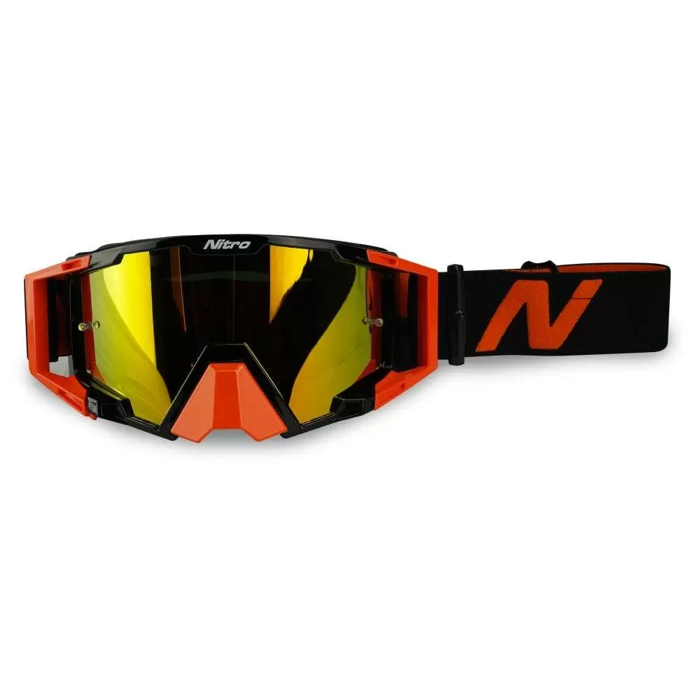 Nitro NV-100 Orange Gold Mirror Lens Motocross Goggle 6 Nitro NV-100 Orange Gold Mirror Lens Motocross Goggle - Image 4