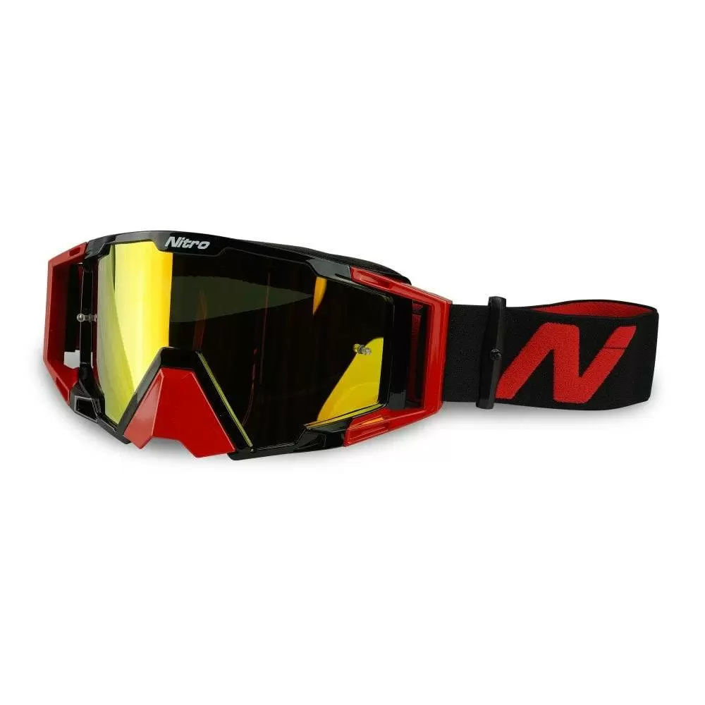 Nitro NV-100 Red Gold Mirror Lens Motocross Goggle 3 Nitro NV-100 Red Gold Mirror Lens Motocross Goggle