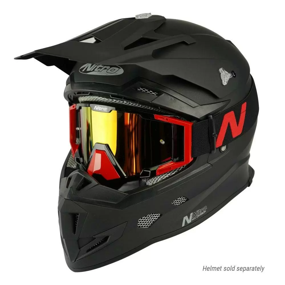 Nitro NV-100 Red Gold Mirror Lens Motocross Goggle 4 Nitro NV-100 Red Gold Mirror Lens Motocross Goggle - Image 2