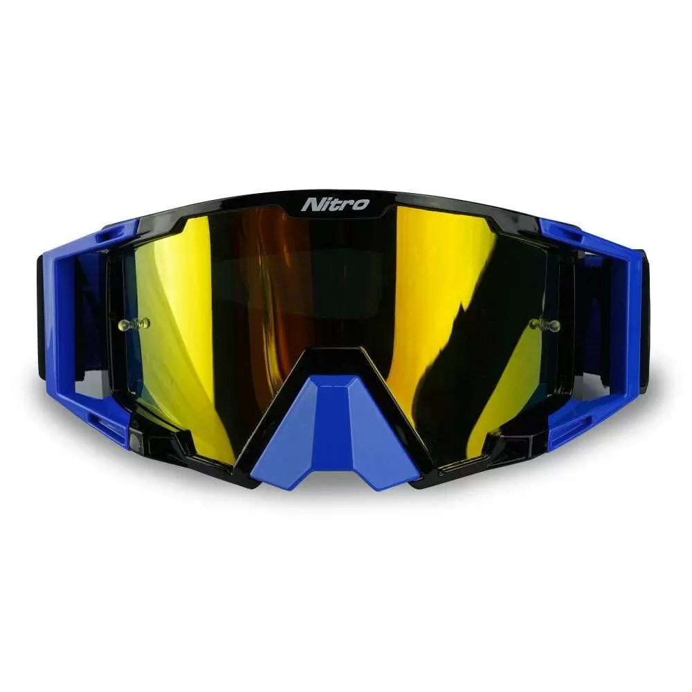 Nitro NV-100 Blue Gold Mirror Lens Motocross Goggle 3 Nitro NV-100 Blue Gold Mirror Lens Motocross Goggle - Image 2