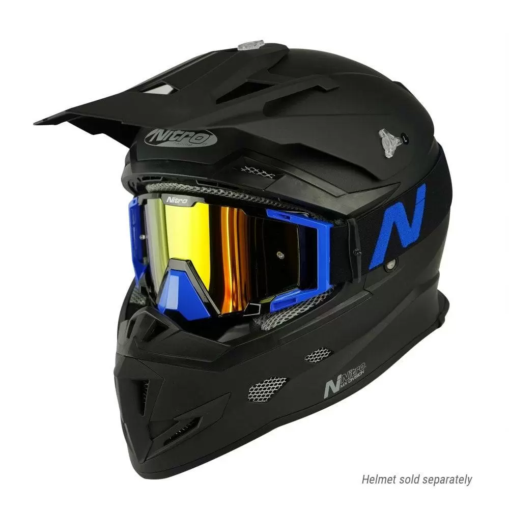 Nitro NV-100 Blue Gold Mirror Lens Motocross Goggle 5 Nitro NV-100 Blue Gold Mirror Lens Motocross Goggle - Image 4