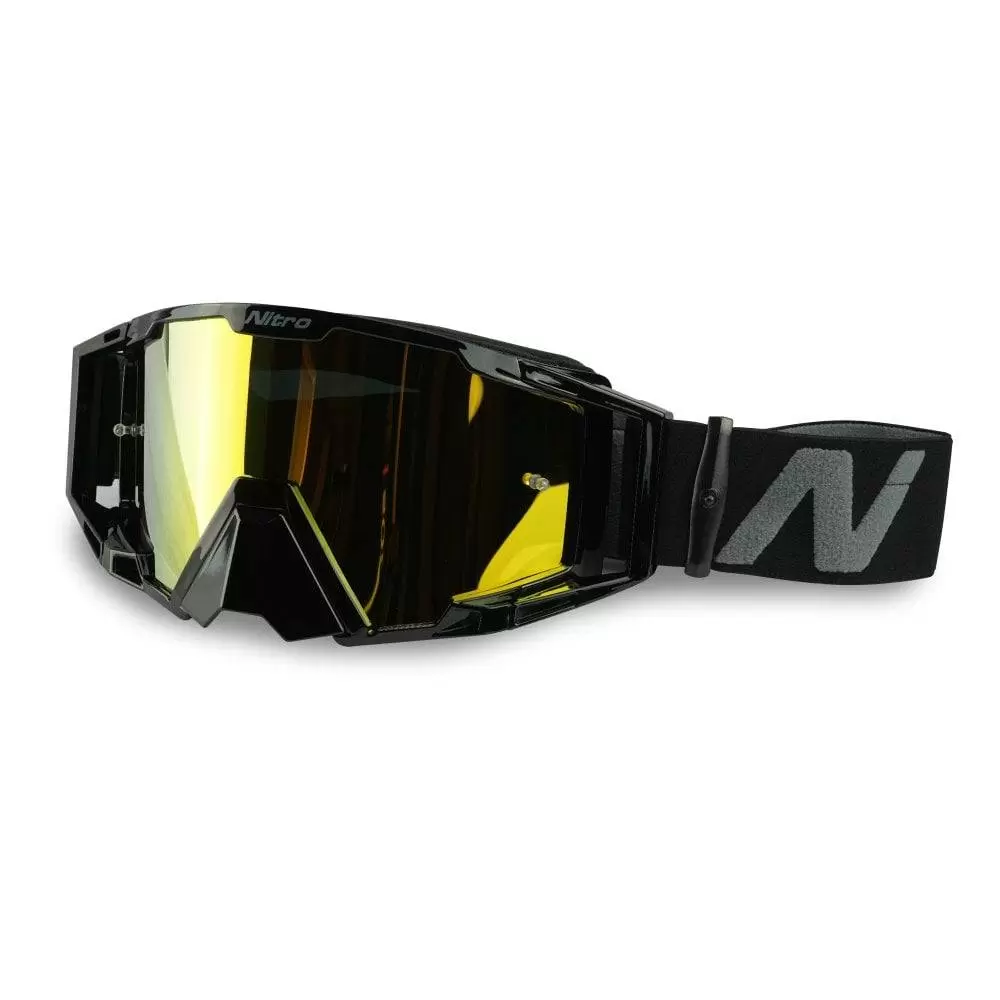 Nitro NV-100 Black Gold Mirror Lens Motocross Goggle 3 Nitro NV-100 Black Gold Mirror Lens Motocross Goggle