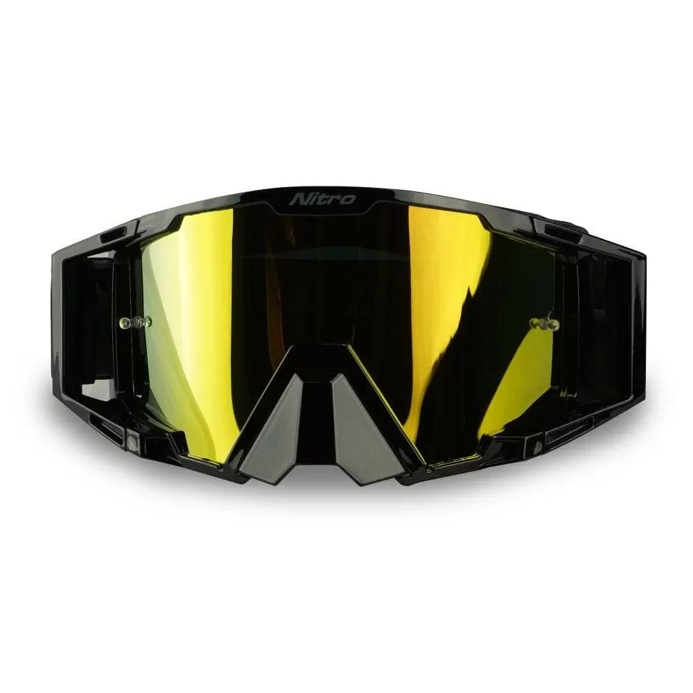 Nitro NV-100 Black Gold Mirror Lens Motocross Goggle 6 Nitro NV-100 Black Gold Mirror Lens Motocross Goggle - Image 4
