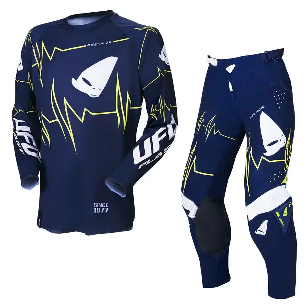 UFO Adrenaline Slim Blue Yellow Motocross Kit Combo 3 UFO Adrenaline Slim Blue Yellow Motocross Kit Combo