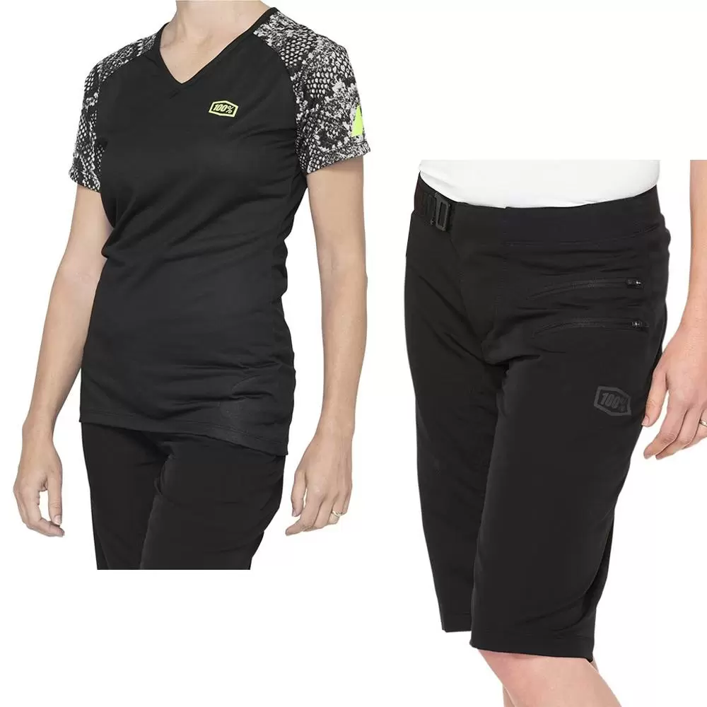 100% Airmatic Black Python Women's Motocross Kit Combo 3 100% Airmatic Black Python Women's Motocross Kit Combo