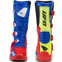 UFO Elektron Red Blue Neon Yellow Motocross Boots -Motorcycle Riding Equipment Store bo005dflu pair 4 jpg