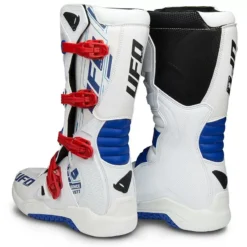 UFO Elektron White Blue Red Motocross Boots -Motorcycle Riding Equipment Store bo005w pair back 3 jpg