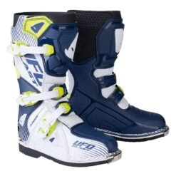 UFO Kids Typhoon Blue White Yellow Motocross Boots -Motorcycle Riding Equipment Store bo008cw 01 5