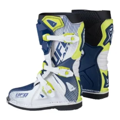 UFO Kids Typhoon Blue White Yellow Motocross Boots -Motorcycle Riding Equipment Store bo008cw 02 jpg