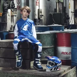 UFO Kids Typhoon Blue White Yellow Motocross Boots -Motorcycle Riding Equipment Store bo008cw 08 jpg