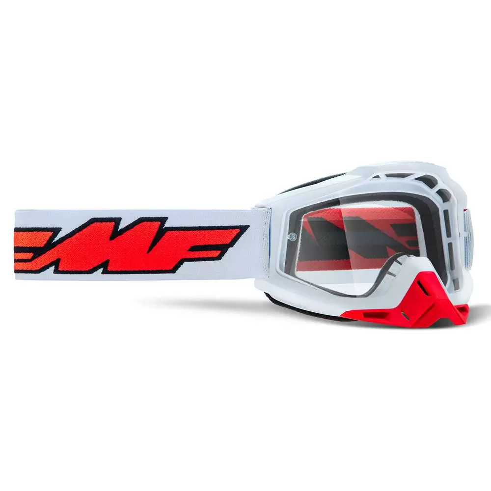 100% FMF Powerbomb Rocket White Clear Lens Motocross Goggles 3 100% FMF Powerbomb Rocket White Clear Lens Motocross Goggles