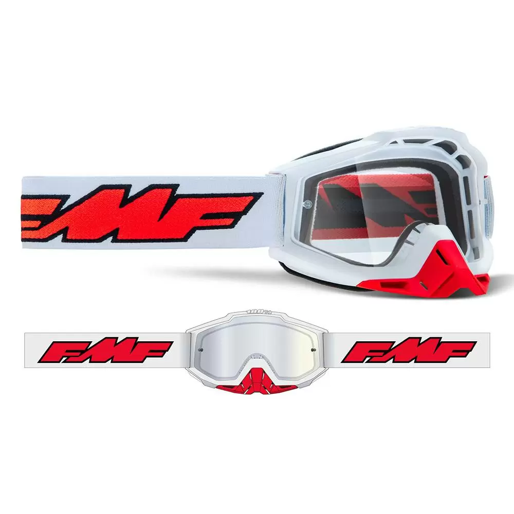 100% FMF Powerbomb Rocket White Clear Lens Motocross Goggles 4 100% FMF Powerbomb Rocket White Clear Lens Motocross Goggles - Image 2