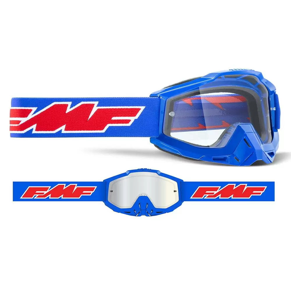 100% FMF Powerbomb Rocket Blue Clear Lens Motocross Goggles 4 100% FMF Powerbomb Rocket Blue Clear Lens Motocross Goggles - Image 2