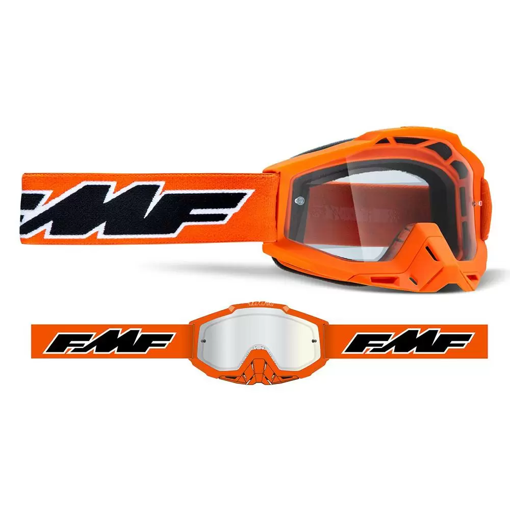 100% FMF Powerbomb Rocket Orange Clear Lens Motocross Goggles 4 100% FMF Powerbomb Rocket Orange Clear Lens Motocross Goggles - Image 2