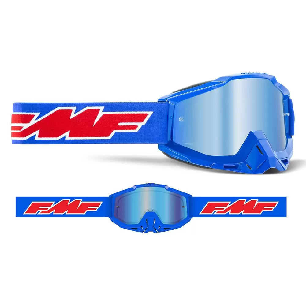 100% FMF Powerbomb Rocket Blue Blue Mirror Lens Motocross Goggles 4 100% FMF Powerbomb Rocket Blue Blue Mirror Lens Motocross Goggles - Image 2