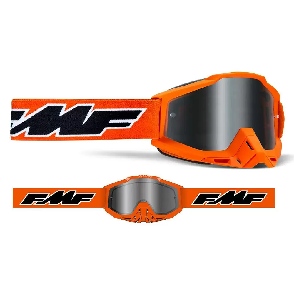 100% FMF Powerbomb Rocket Orange Silver Mirror Lens Motocross Goggles 4 100% FMF Powerbomb Rocket Orange Silver Mirror Lens Motocross Goggles - Image 2
