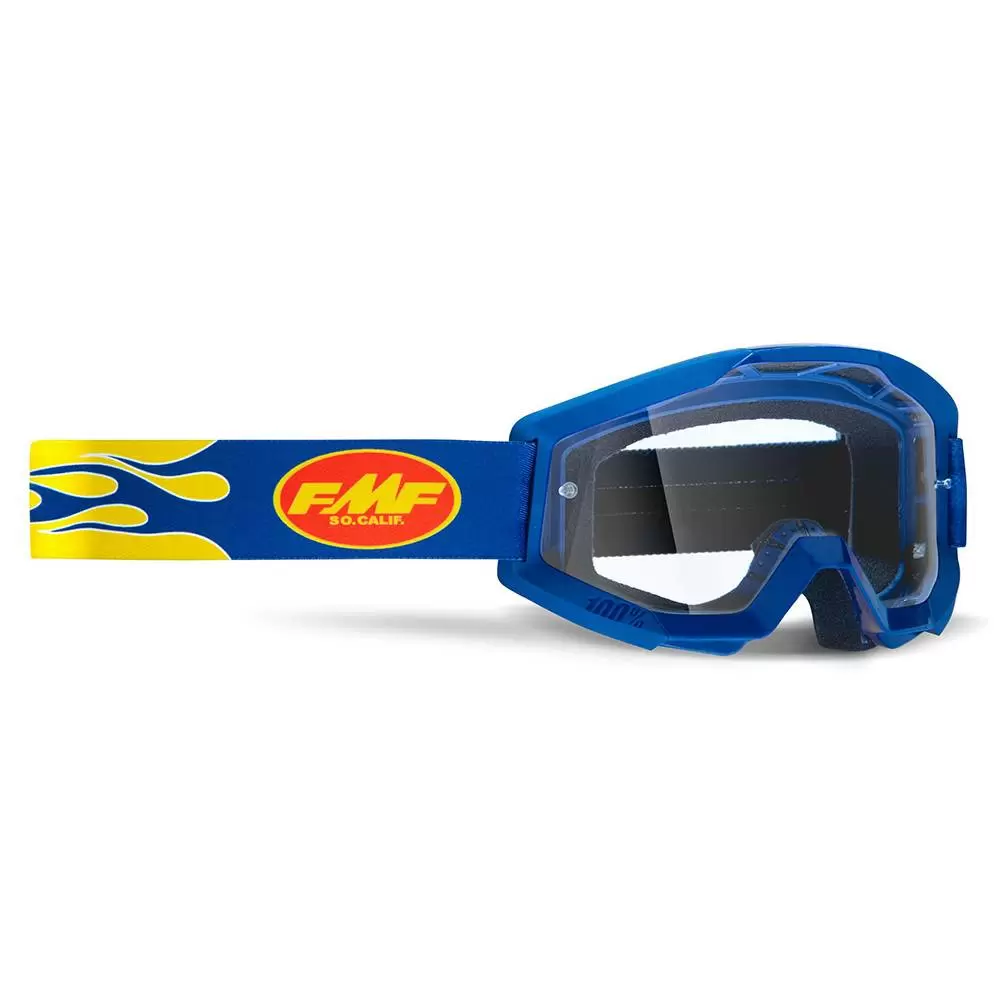 100% FMF Powercore Flame Navy Clear Lens Motocross Goggles 3 100% FMF Powercore Flame Navy Clear Lens Motocross Goggles