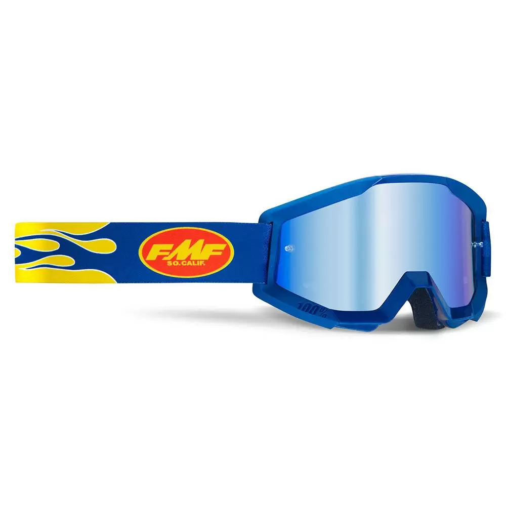 100% FMF Powercore Flame Navy Blue Mirror Lens Motocross Goggles 3 100% FMF Powercore Flame Navy Blue Mirror Lens Motocross Goggles
