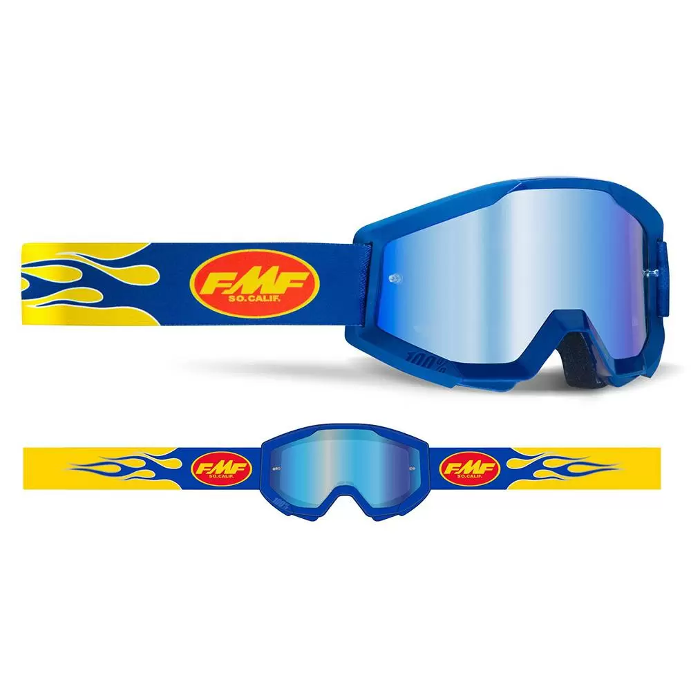 100% FMF Powercore Flame Navy Blue Mirror Lens Motocross Goggles 4 100% FMF Powercore Flame Navy Blue Mirror Lens Motocross Goggles - Image 2