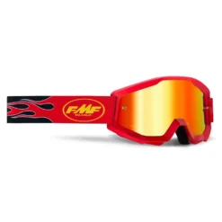 100% FMF Powercore Flame Red Red Mirror Lens Motocross Goggles