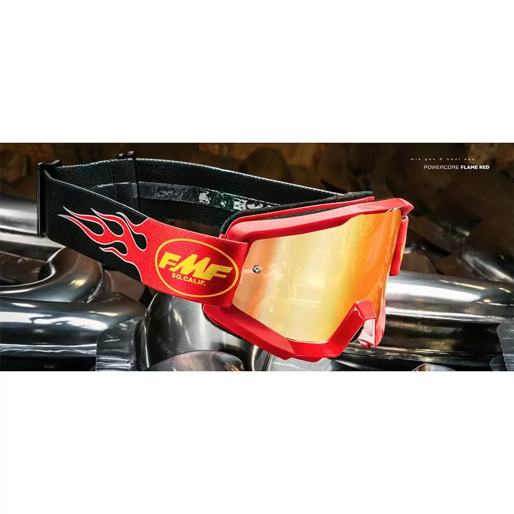 100% FMF Powercore Flame Red Red Mirror Lens Motocross Goggles 5 100% FMF Powercore Flame Red Red Mirror Lens Motocross Goggles - Image 3