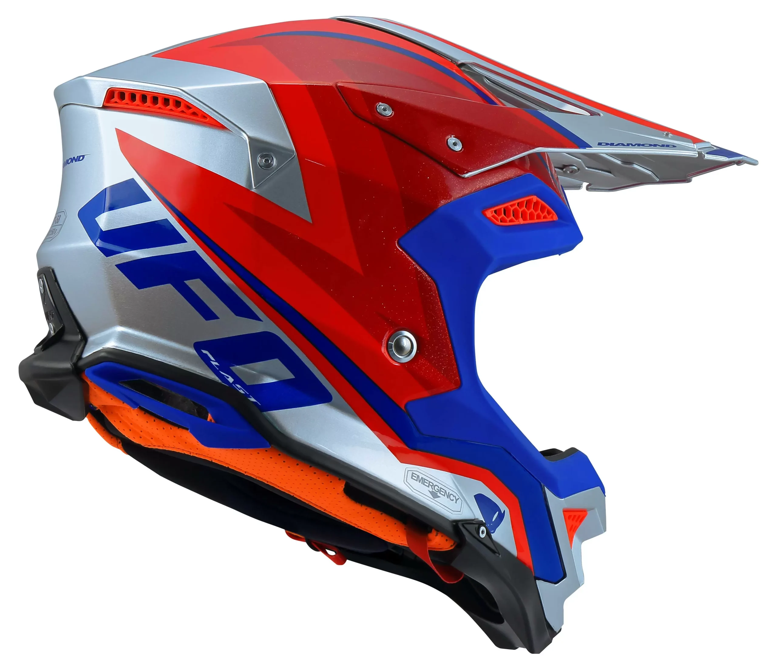 UFO Diamond Silver Red Motocross Helmet 5 UFO Diamond Silver Red Motocross Helmet - Image 3