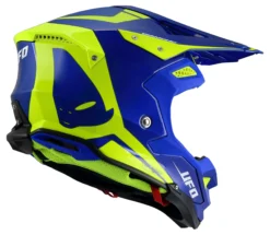 UFO Diamond Blue Neon Yellow Motocross Helmet -Motorcycle Riding Equipment Store he044 back jpg