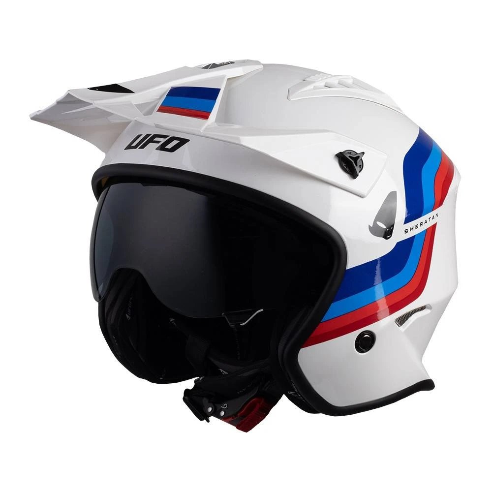 UFO Sheratan Jet Open Face Helmet - White Red Blue 4 UFO Sheratan Jet Open Face Helmet - White Red Blue - Image 2
