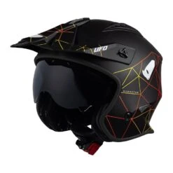 UFO Sheratan Net Open Face Helmet - Jet Black -Motorcycle Riding Equipment Store he149 01 4