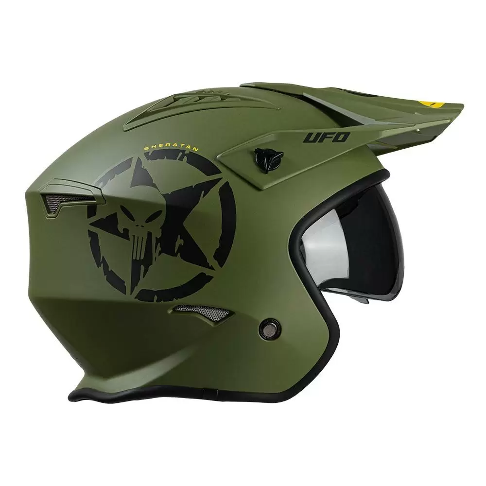 UFO Sheratan Jet Open Face Helmet - Military Green 16 UFO Sheratan Jet Open Face Helmet - Military Green - Image 14