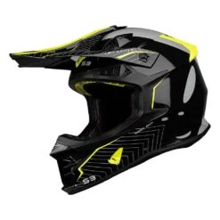 UFO Intrepid Motocross Helmet - Grey Black Neon Yellow -Motorcycle Riding Equipment Store he155 01 3