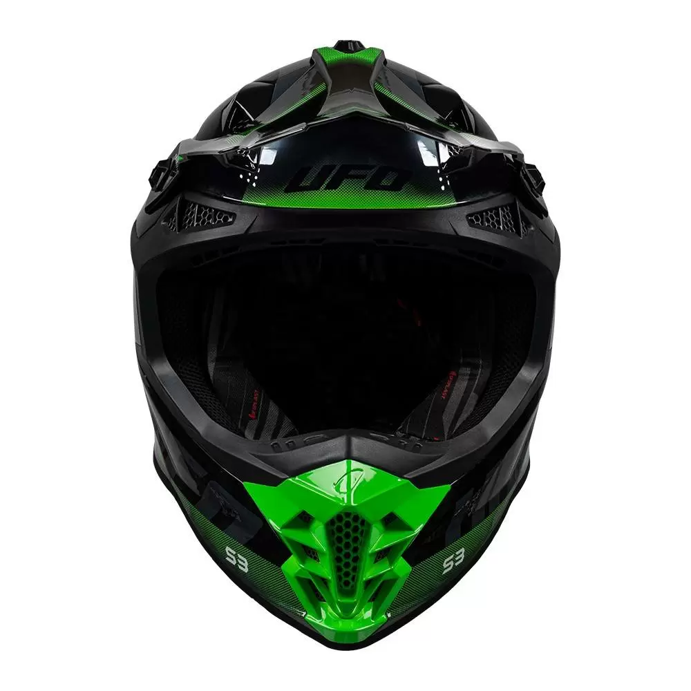 UFO Intrepid Motocross Helmet - Grey Black Neon Green 10 UFO Intrepid Motocross Helmet - Grey Black Neon Green - Image 8