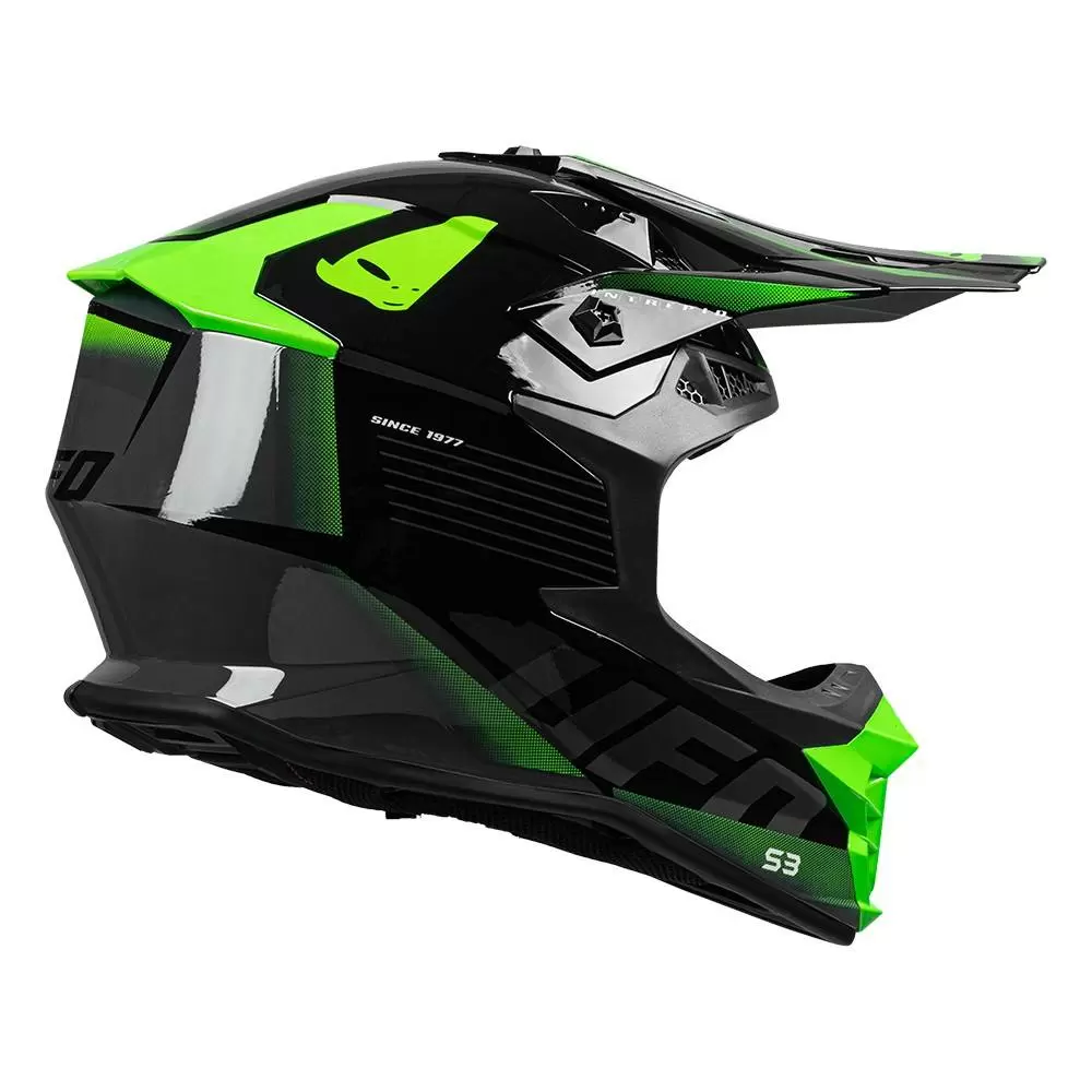 UFO Intrepid Motocross Helmet - Grey Black Neon Green 14 UFO Intrepid Motocross Helmet - Grey Black Neon Green - Image 12