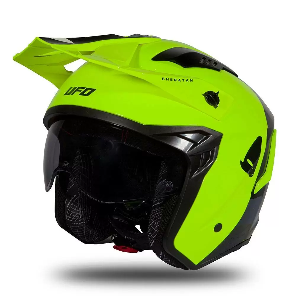 UFO Sheratan Neon Yellow Black Jet Open Face Helmet 4 UFO Sheratan Neon Yellow Black Jet Open Face Helmet - Image 2