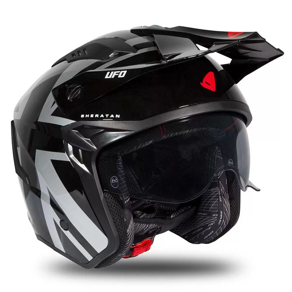 UFO Sheratan Black Grey Red Gloss Jet Open Face Helmet 6 UFO Sheratan Black Grey Red Gloss Jet Open Face Helmet - Image 4