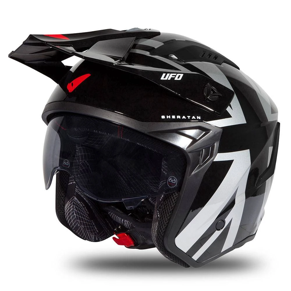 UFO Sheratan Black Grey Red Gloss Jet Open Face Helmet 3 UFO Sheratan Black Grey Red Gloss Jet Open Face Helmet
