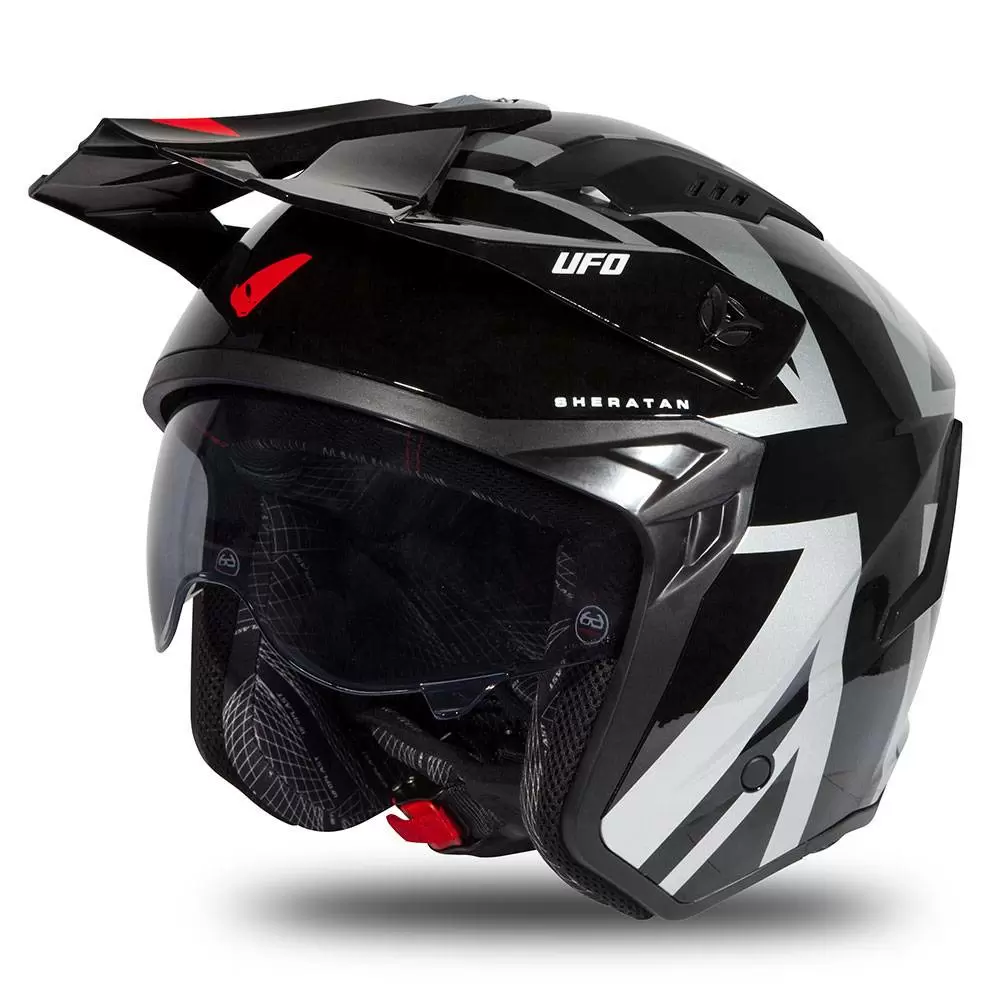 UFO Sheratan Black Grey Red Gloss Jet Open Face Helmet 5 UFO Sheratan Black Grey Red Gloss Jet Open Face Helmet - Image 3