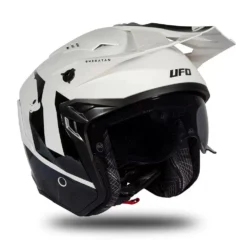 UFO Sheratan White Black Gloss Jet Open Face Helmet -Motorcycle Riding Equipment Store he185 04 jpg