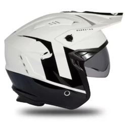 UFO Sheratan White Black Gloss Jet Open Face Helmet -Motorcycle Riding Equipment Store he185 06 jpg