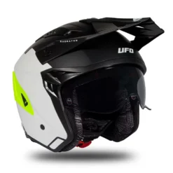 UFO Sheratan White Black Neon Yellow Matt Jet Open Face Helmet -Motorcycle Riding Equipment Store he186 01 jpg