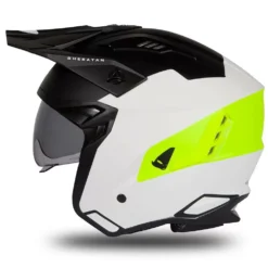 UFO Sheratan White Black Neon Yellow Matt Jet Open Face Helmet -Motorcycle Riding Equipment Store he186 04 jpg