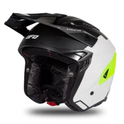 UFO Sheratan White Black Neon Yellow Matt Jet Open Face Helmet -Motorcycle Riding Equipment Store he186 06 jpg