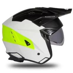 UFO Sheratan White Black Neon Yellow Matt Jet Open Face Helmet -Motorcycle Riding Equipment Store he186 07 jpg