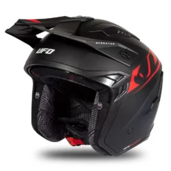 UFO Sheratan Black Red Matt Jet Open Face Helmet -Motorcycle Riding Equipment Store he187 02 jpg
