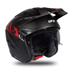 UFO Sheratan Black Red Matt Jet Open Face Helmet -Motorcycle Riding Equipment Store he187 11 jpg