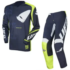 UFO Indium Blue / Neon Green Jersey, Pant Motocross Kit Combo